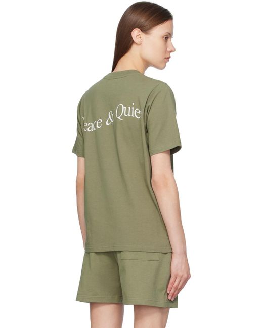 Museum of Peace & Quiet Green Khaki Wordmark T-Shirt