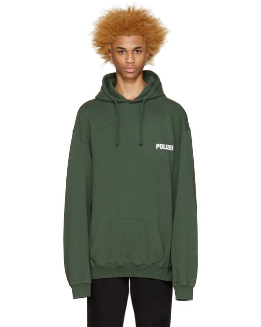 Vetements Green Polizei Hoodie for men