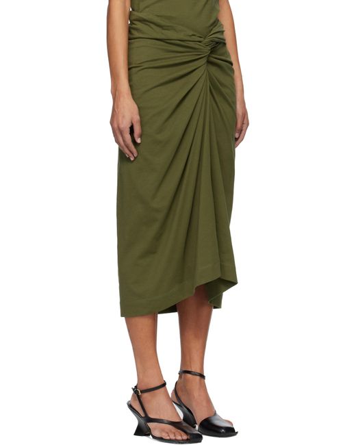Jupe Midi Verte En Jersey À Ornement Noué Dries Van Noten en coloris Green