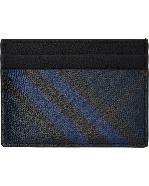 Burberry Blue Tall Check Card Holder for men