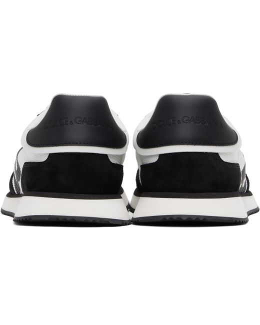 メンズ Dolce & Gabbana ホワイト＆ブラック Mixed-Material Dg Cushion スニーカー Black
