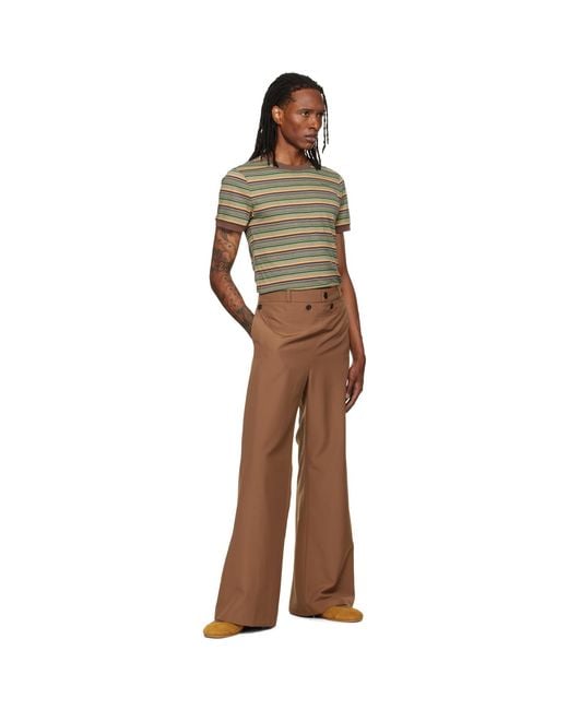 Marni Brown Technical Wool Buttoned Flap Trousers for men