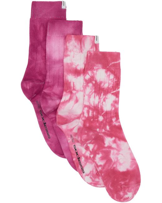 Ensemble de deux paires de chaussettes roses à motif tie-dye Socksss pour homme en coloris Pink