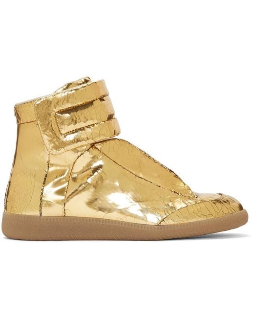 Maison Margiela Metallic Gold Cracked Future High-top Sneakers for men