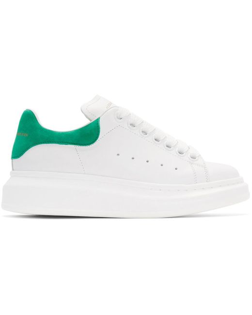 Alexander McQueen White & Green Leather Sneakers