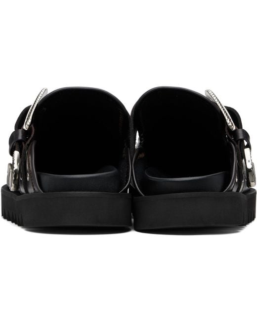 Toga Virilis Black Eyelet Metal Sabot Loafers for men