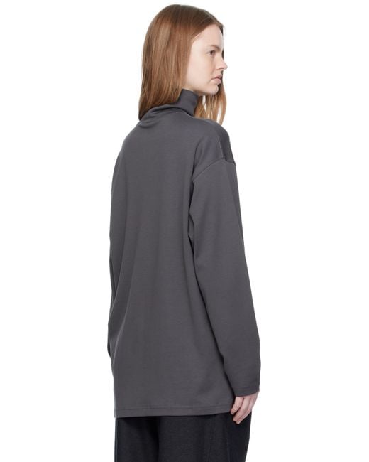 Lemaire グレー リラックス モックネック Tシャツ Blue