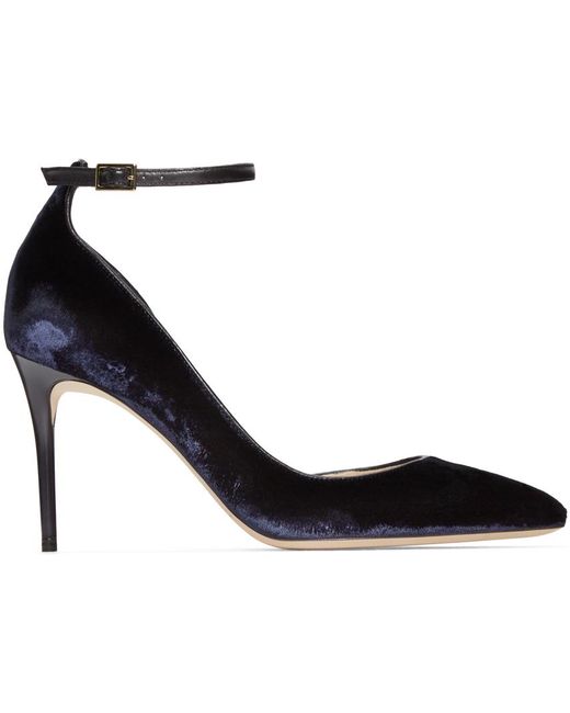 Jimmy choo Navy Velvet Lucy Heels in Blue | Lyst