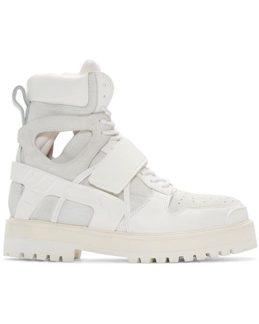 Hood By Air White Leather & Suede Avalanche Boots for men