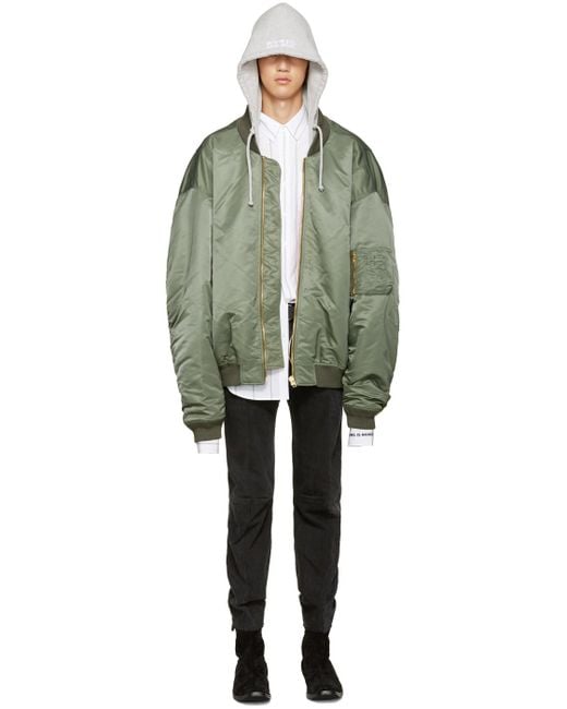 Vetements Green Oversized Bomber Jacket for men