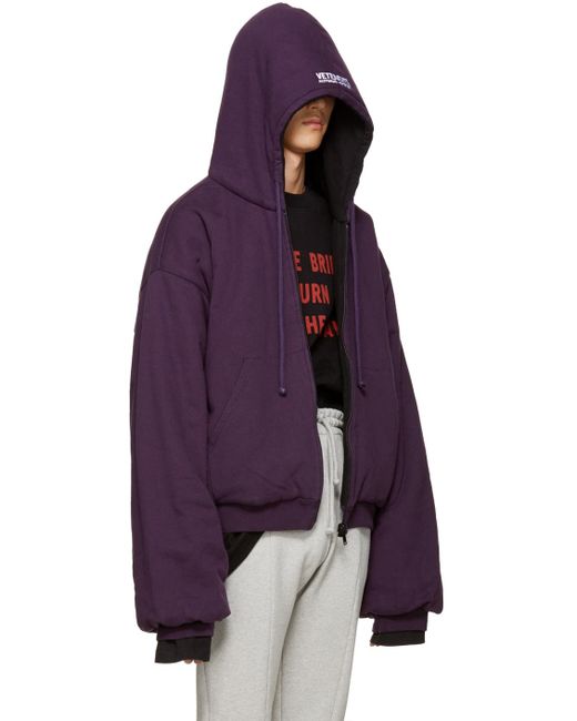 Vetements Reversible Purple Oversized Hoodie for Men | Lyst