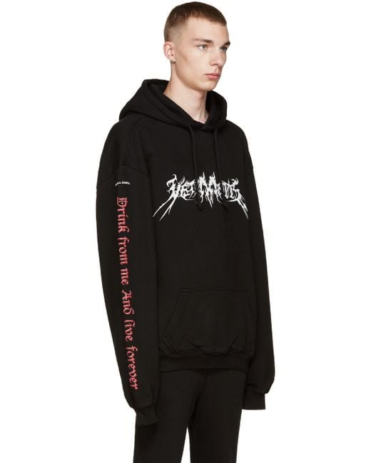 Vetements Total Darkness Cotton Hooded Sweatshirt in Black for Men