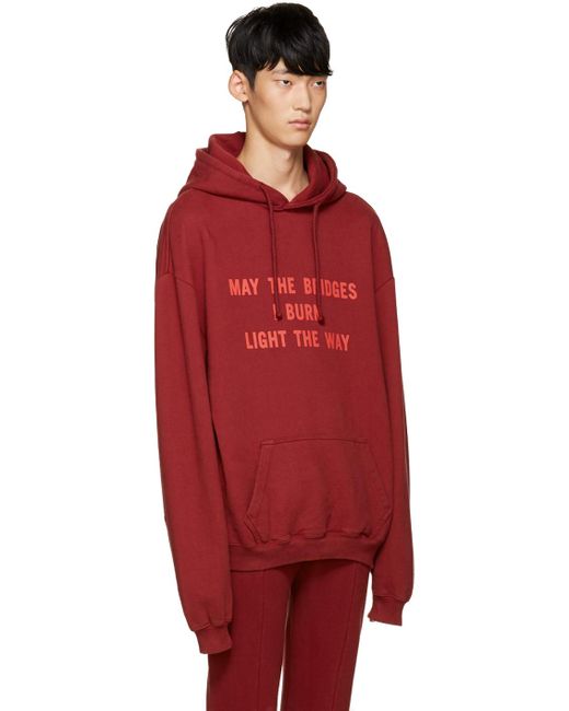 Vetements Burgundy 'may The Bridges' Hoodie for Men | Lyst