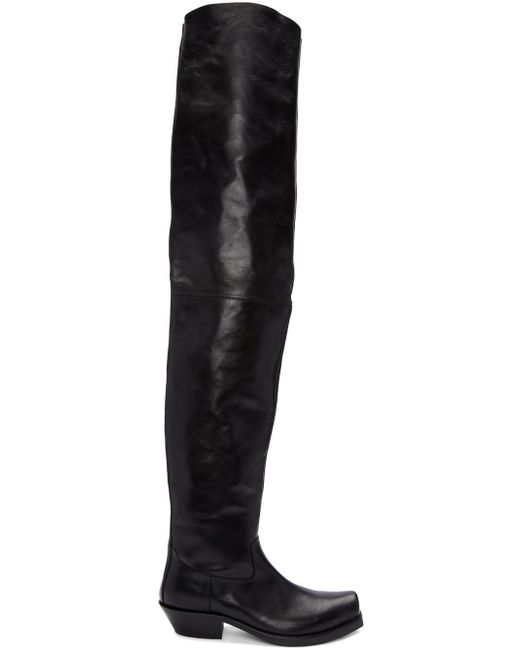 Vetements Black Leather Over-the-knee Boots for men