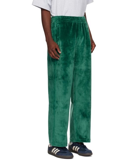 Adidas Originals Green Ruched Velvet Track Pants for men