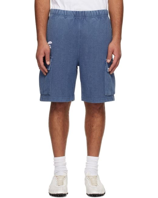 Aape By A Bathing Ape Blue Moonface Logo Cargo Sweat Shorts for men