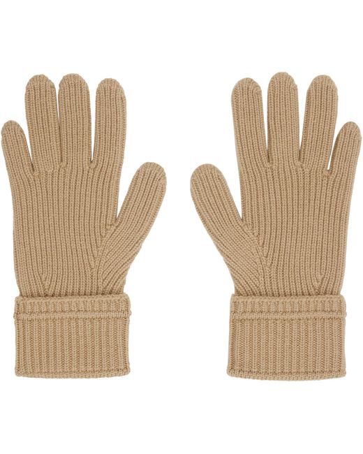Burberry White Logo Patch Wool Gloves