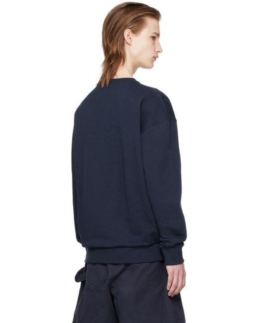 J.W. Anderson Blue Navy Embroidered Sweatshirt for men