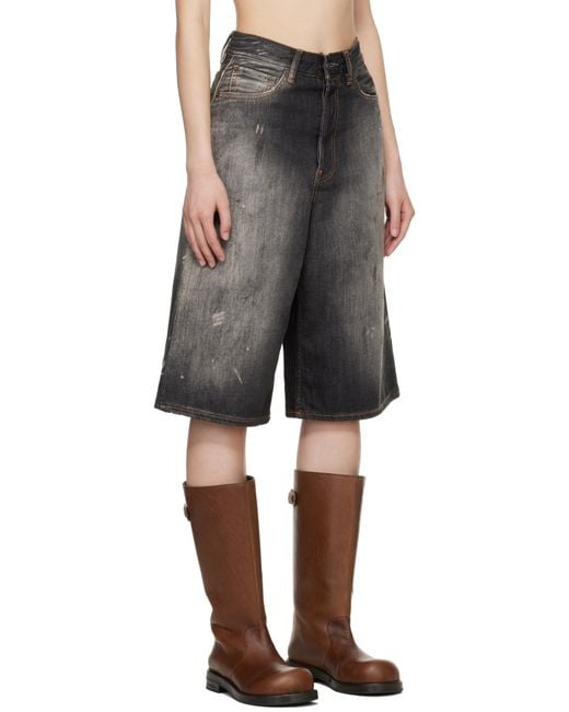 Acne Black Loose Fit Denim Shorts