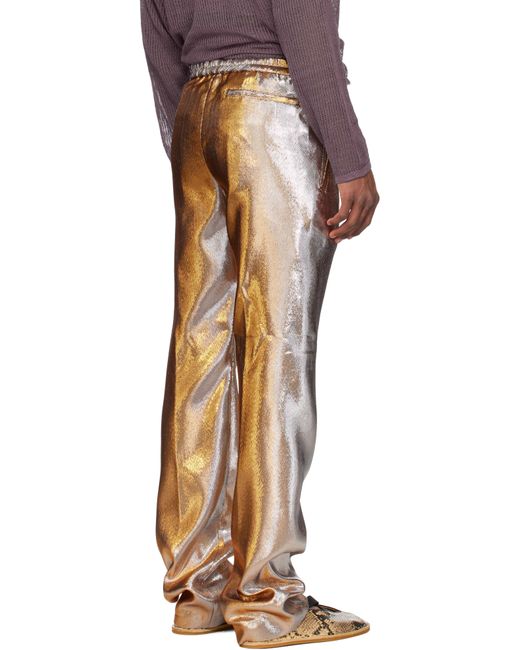 メンズ Dries Van Noten ゴールド Lamé トラウザーズ Multicolor