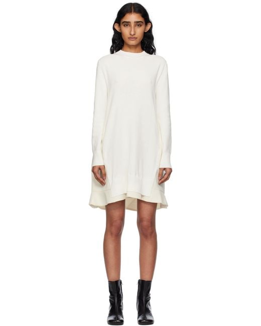 Sacai Black Off- Suiting Mix Knit Minidress
