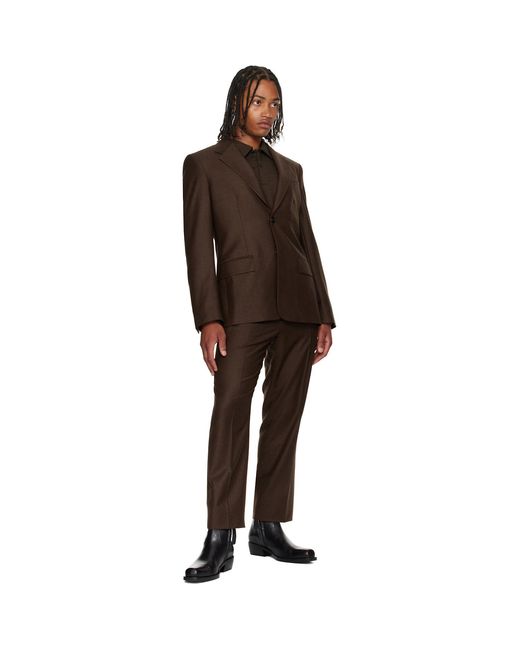 Ferragamo Black Single Breasted Flannel Blazer for men