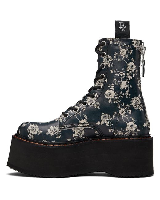 R13 Black Off- Double Stack Boots