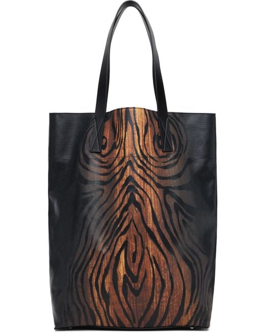 Jean Paul Gaultier Coated Canvas Printed Wood Tote in Black for