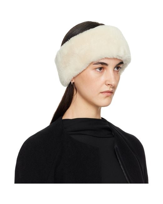 Totême Green Off- Double-Sided Shearling Headband