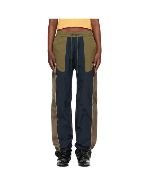 ANDERSSON BELL Green Khaki Color Block Nylon Track Pants