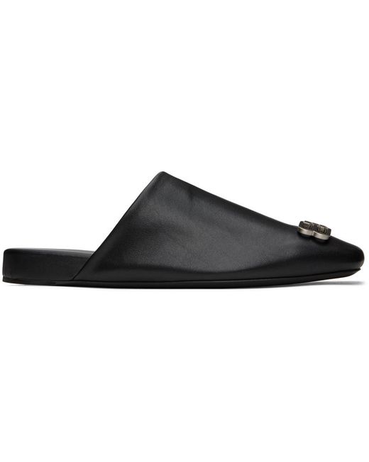 Balenciaga Black Cosy Bb Leather Slippers for men