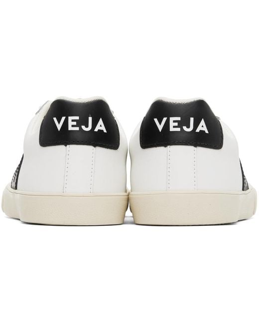 Veja White & Black Esplar Leather Sneakers