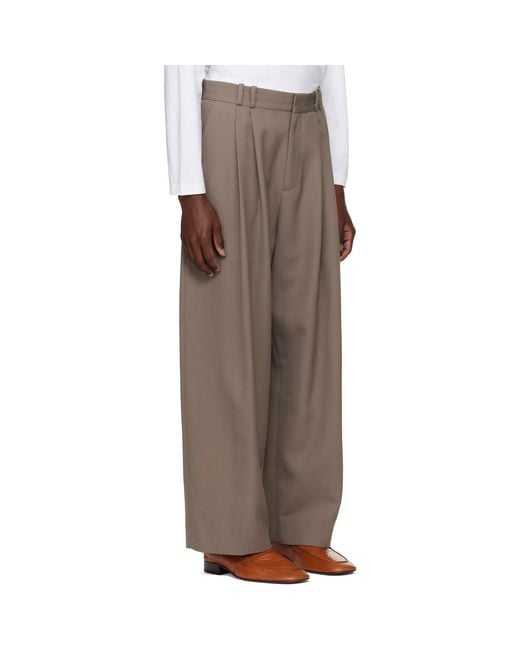 Studio Nicholson Brown Taupe Line Tailored Trousers for men