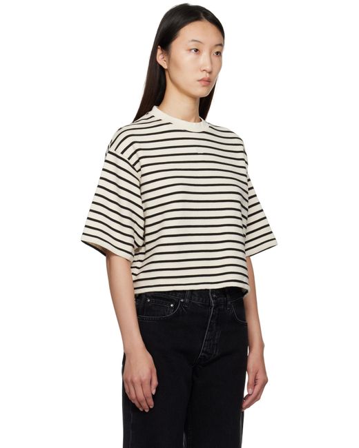 Anine Bing オフホワイト＆ブラック Myers クロップド Tシャツ Black