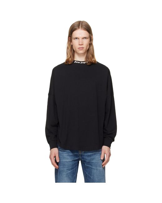 Palm Angels Black Classic Logo Long-Sleeved Over T-Shirt for men
