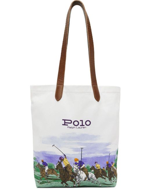 Polo Ralph Lauren White Equestrian-print Shopper Tote Bag for men
