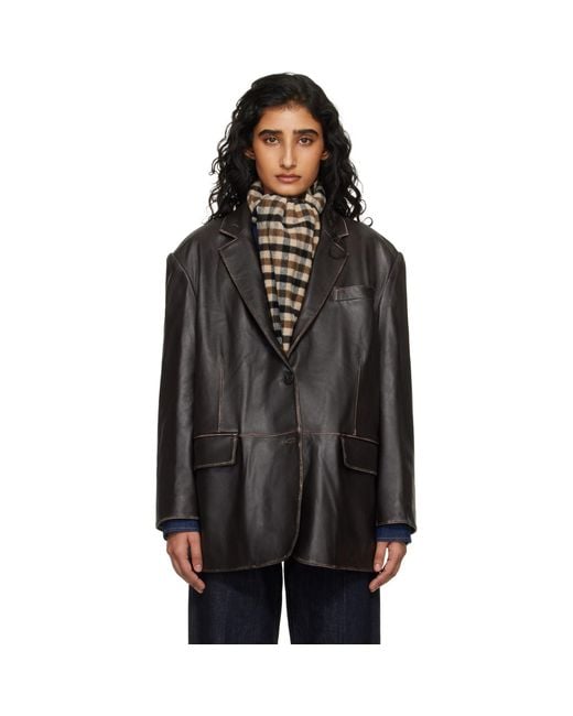 Weekend by Maxmara Black Pila Leather Blazer