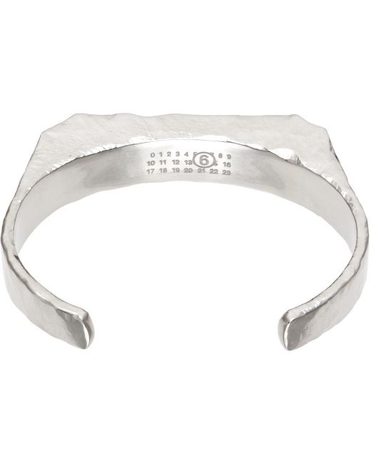 MM6 Maison Margiela/シルバーメタル Chiseled カフブレスレット Silver Metal Chiseled Cuff Bracelet by MM6 Maison Margiela