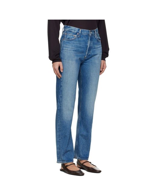 Agolde Blue 90S Pinch Waist High Rise Straight Jeans
