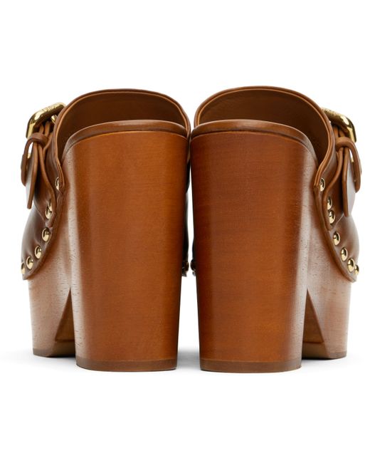 Chloé Brown Jeanette Wedge Mules