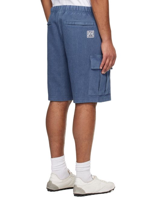 Aape By A Bathing Ape Blue Moonface Logo Cargo Sweat Shorts for men