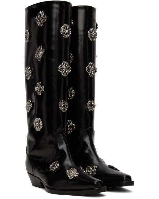 Toga Black Ssense Exclusive Embellished Boots