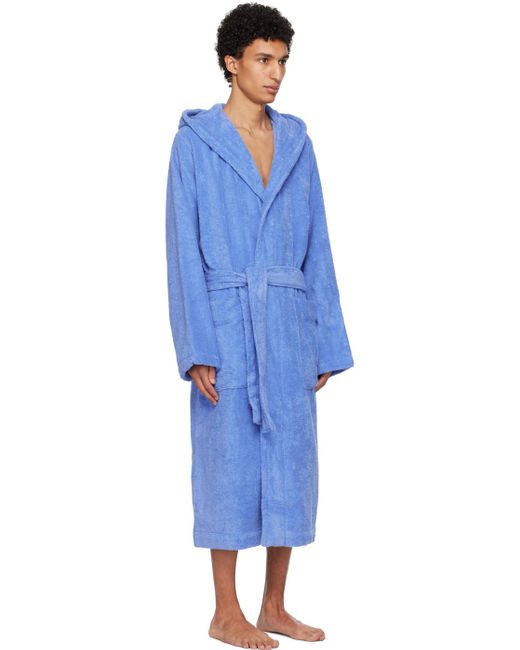 Tekla Blue Hooded Bathrobe for men