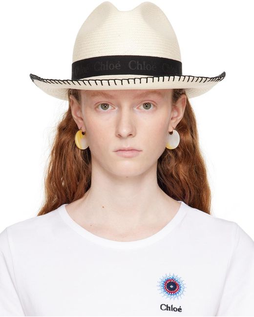 Chloé Brown Off-white Woody Panama Beach Hat