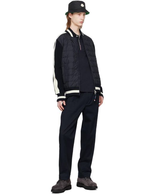 Moncler Black Navy Quilted Down Cardigan for men