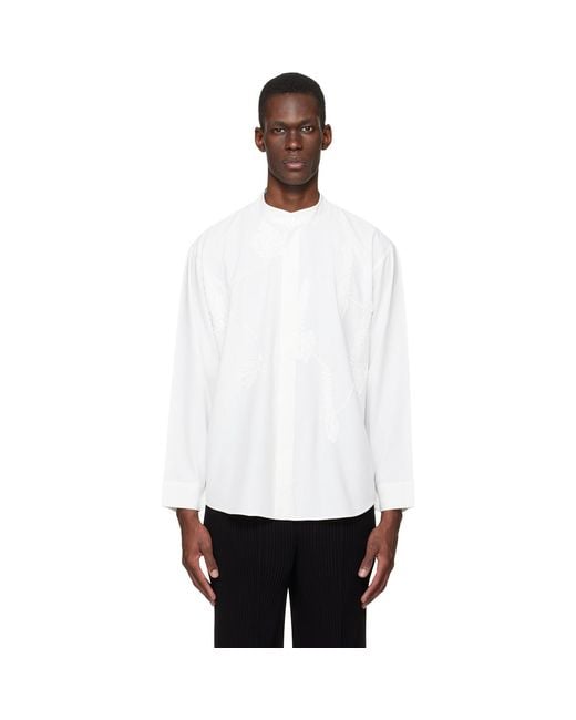 Homme Plissé Issey Miyake White Embroidery Press Shirt for men