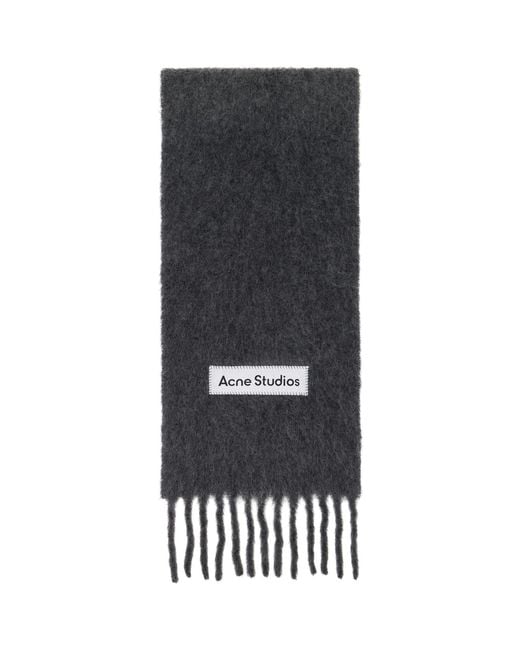 Acne Black Wool Fringe Scarf