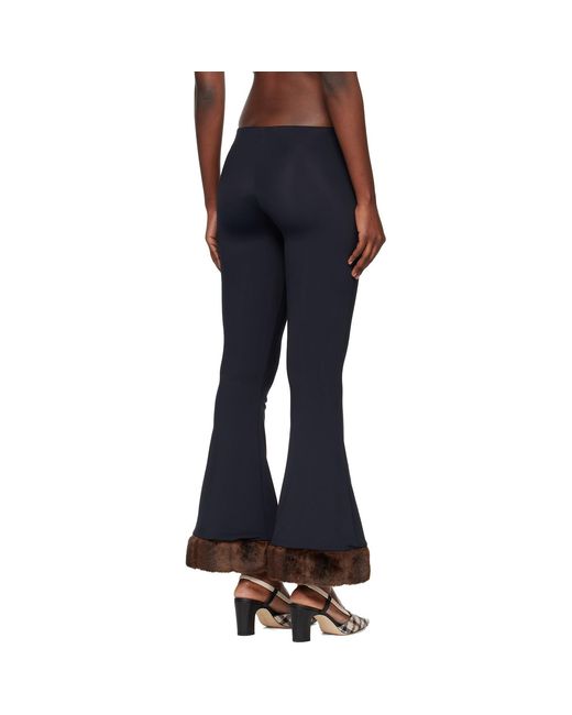 Conner Ives Black Faux Mink-Trimmed Lounge Pants