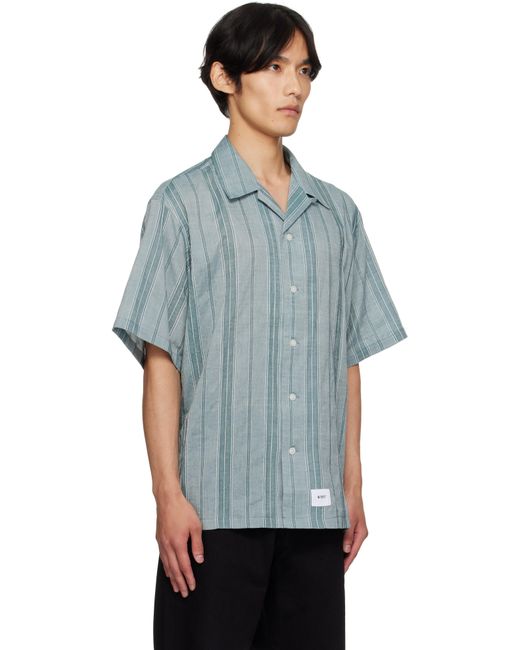 (w)taps Blue Striped Shirt for men