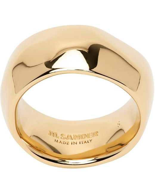 Jil Sander Metallic Gold Rough Nature Ring